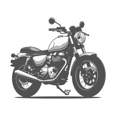 Black and white motorcycle with detailed engine and wheels illustration generative ai