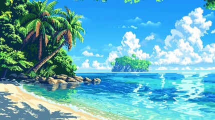 A picturesque island scene showcasing lush green foliage, calm clear waters, and a peaceful atmosphere ideal for a serene escape amidst the beauty of nature.
