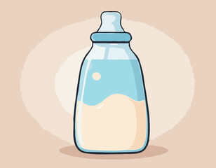 Baby milk bottle in cartoon flat style, stock vector illustration