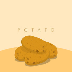 National Potato Day event food banner. Potatoes on a brown table on light brown background to celebrate on August 19
