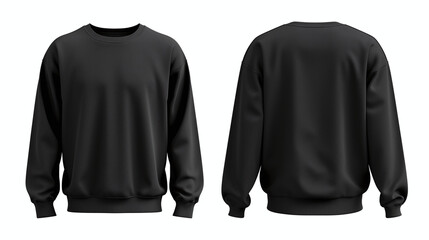 Black long sleeve shirt, mock up, white background.