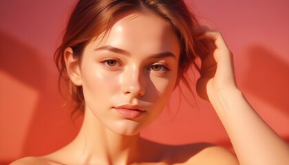 Naklejka premium Smooth Skin Highlighting Collagen on a model in a studio