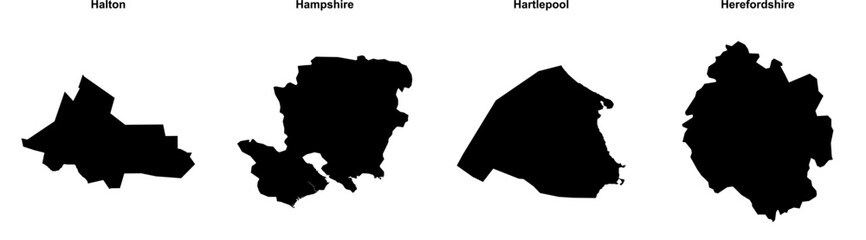 Halton, Hampshire, Hartlepool, Herefordshire outline maps