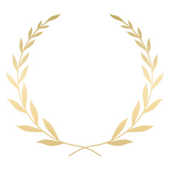 Winner Golden Wreath leaves ornament, vector graphic, transparent background