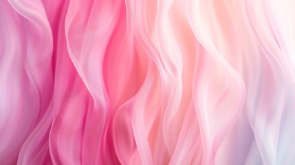 Obraz premium A pink silk background with flowing waves and a soft texture features smoke-like patterns in shades of purple