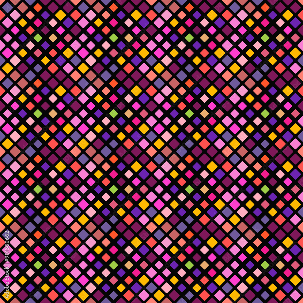 Poster multicolor seamless diagonal square pattern background design - abstract geometrical colorful vector