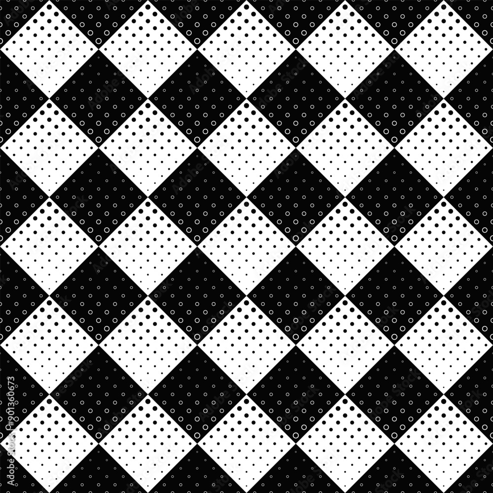 Poster geometrical seamless circle pattern background - abstract black and white vector design