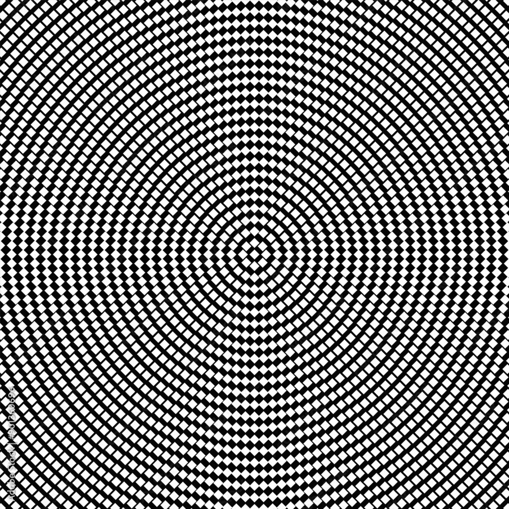Poster halftone geometrical round square pattern background - abstract black and white vector illustration