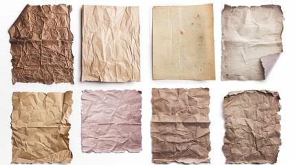 The image showcases a collection of old note papers arranged on a white background.