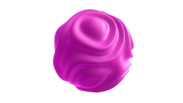 3D Animation - Abstract pink shape with fluid loop animation isolated on white background