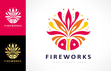 fireworks and stars logo vector design