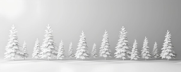 Minimalistic background with white Christmas trees