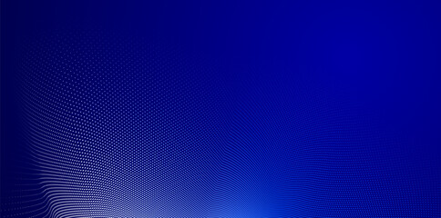 Dotted vector abstract background, dark blue dots in perspective flow, multimedia information theme, big data technology image, cool backdrop.