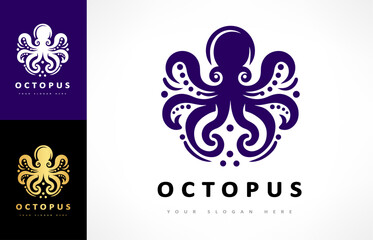 Octopus animal logo. Underwater design