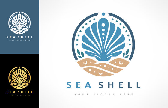 Seashell logo vector. Nature design.