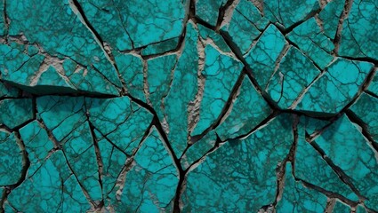 Shattered turquoise stone with intricate patterns