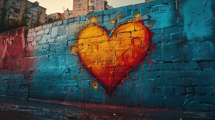 Fototapeta premium Heart Graffiti on Brick Wall