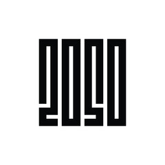 Happy new year 2050 text logo design template elements, vector illustration isolated on white background, new year 2050 square typography
