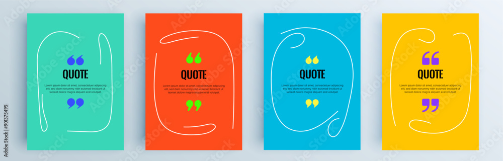 Poster quote frames blank templates set. text in brackets, citation empty speech bubbles, quote bubbles. te