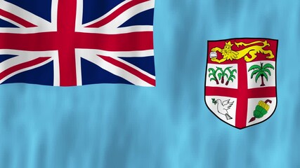 Fiji flag country animation 3D symbol design waving in wind movement national patriotism world culture emblem banner South Pacific Islands Melanesia blue
