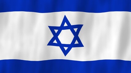 Israel flag country animation 3D symbol design waving in wind movement national patriotism world culture emblem banner white blue star Judaism West Asia