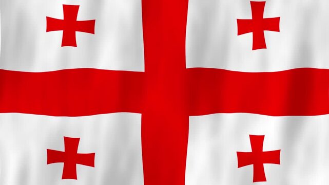 Georgia flag country animation 3D symbol design waving in wind movement national patriotism world culture emblem banner red white Eastern Europe
