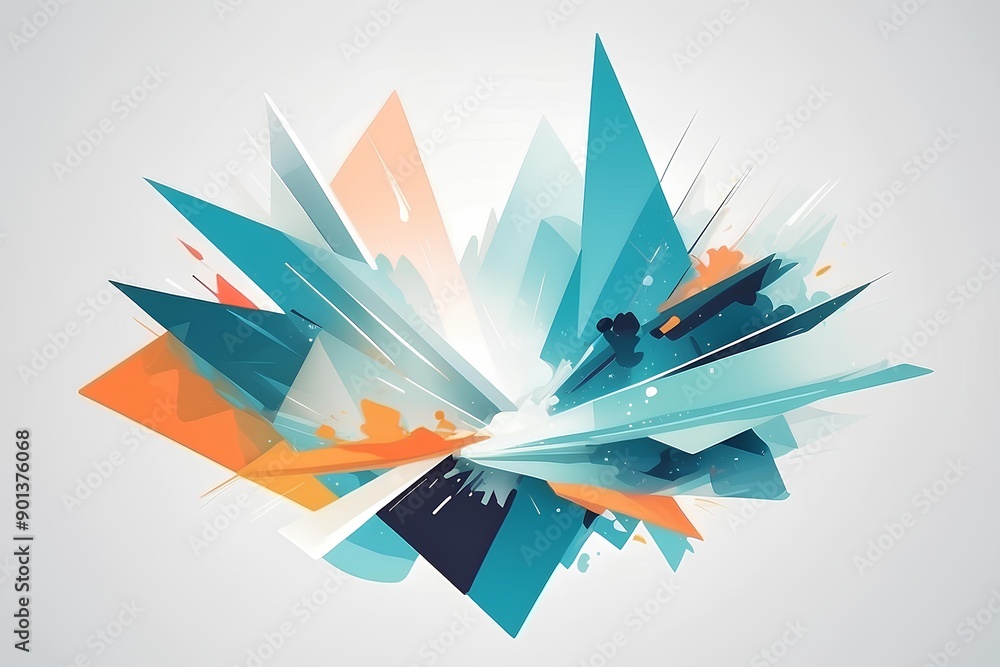 Poster abstract burst of color: a vibrant explosion of geometric shapes in a dynamic abstract design. this 