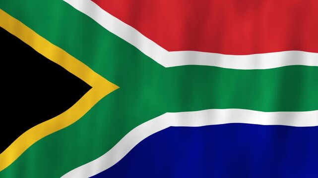 South Africa flag country animation 3D symbol design waving in wind movement national patriotism world culture emblem banner black yellow green red white blue