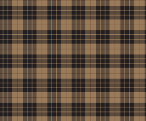 Obraz premium Plaid pattern, yellow, black, seamless pattern for textiles and design of clothes, skirts, pants, aprons, tablecloths, blankets or decorative fabrics. Vector illustration.