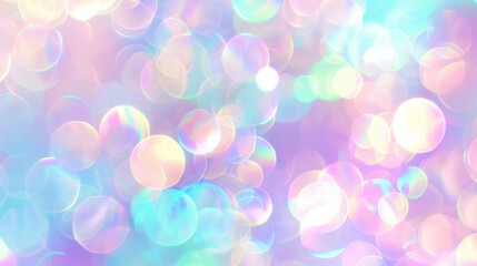 horizontal abstract glowing illustration of a holographic bokeh effect background