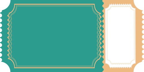 Classic ticket in two colors with empty space, concept of acceptance and participation