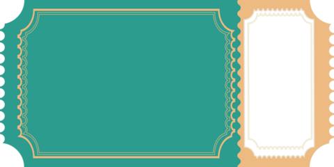 Classic ticket in two colors with empty space, concept of acceptance and participation