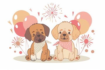 Fototapeta premium A set of a golden retriever puppy playing with a ball on a white background. Happy Dog Day, on August 26th, adorable dogs in various poses and expres