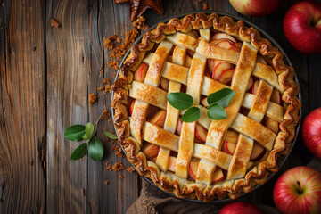 Fresh Baked Apple Pie. Thanksgiving dessert.