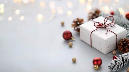 Festive gift box with decorative elements, perfect for holiday celebrations and seasonal marketing.