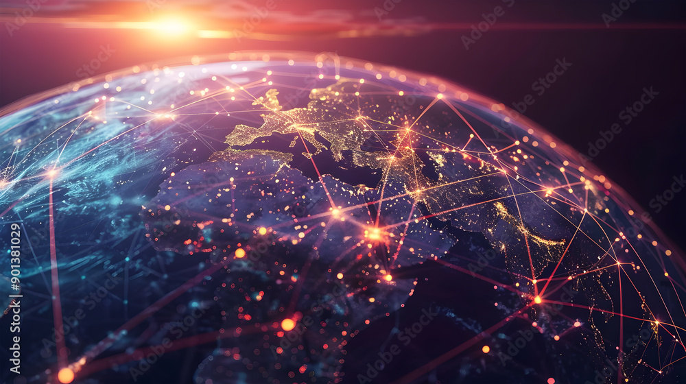 Poster business development to success and growth concept. global network business structure. data analysis