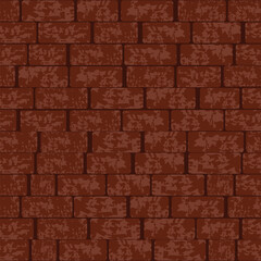 Brick texture. Rough brick background. Old brick wall drawing. Red brick wall illustration. Vector graphics.