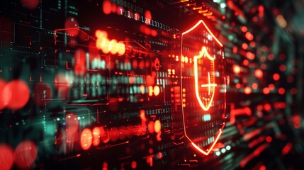 Obraz premium Malware blocked by a digital shield antivirus