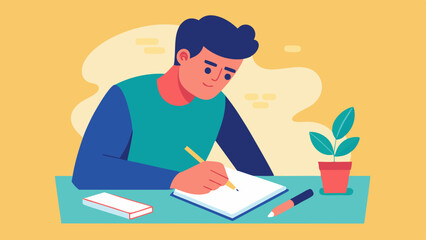  A man Drawing something on paper vector illustration