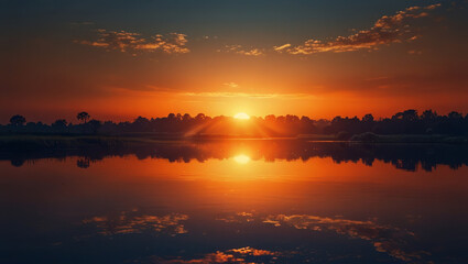 Obraz premium sunset over the lake