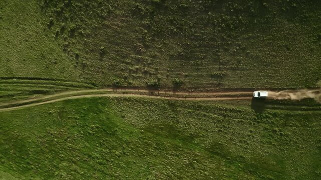 road in the steppe from above
