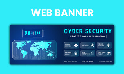 cyber security web slider design template,web banner