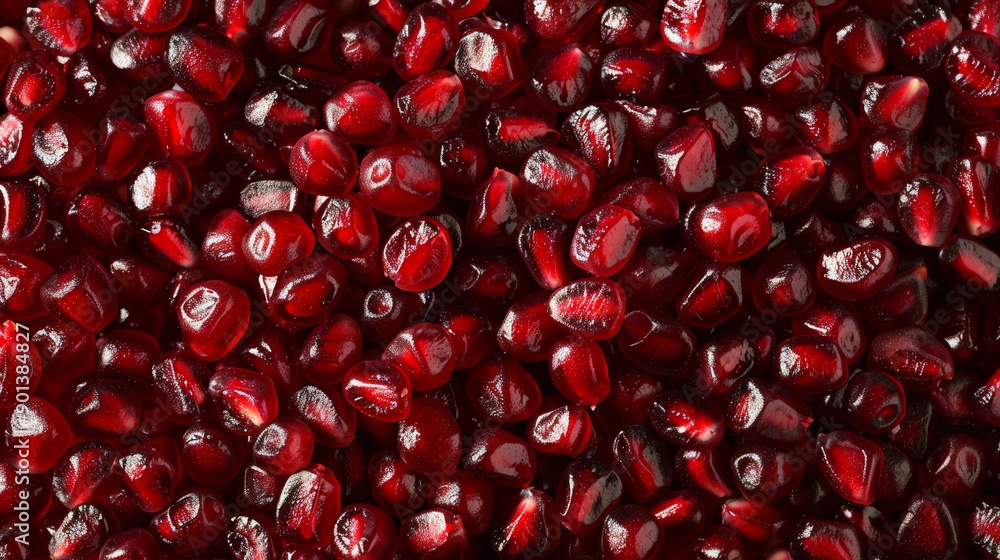 Wall mural a seamless background pattern featuring pomegranate garnet fruits.