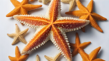 Orange starfish background. Generative AI