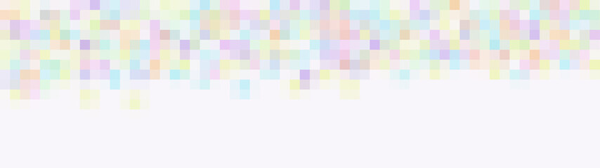 Pastel Pixel mosaic Gradient on White background. Long banner