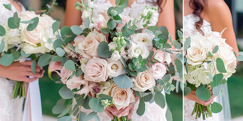 Beautiful delicate sensual wedding bouquet of flowers close-up