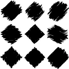 A distinctive collection of black brush strokes on a pure white background