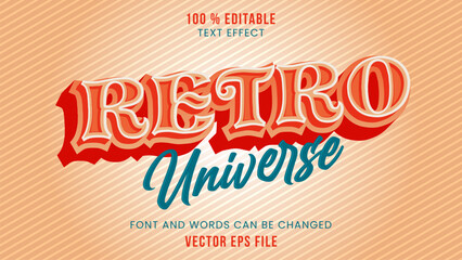 Editable text effect with retro and 3D style