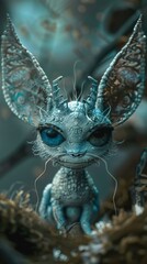 Obraz premium A peculiar fantasy creature stands among lush greenery, exuding otherworldly charm