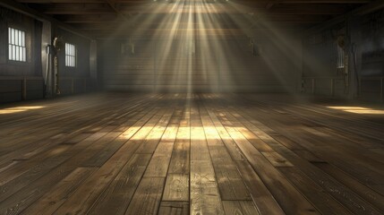 Sunlight Streaming Through Windows in a Rustic Wooden Room